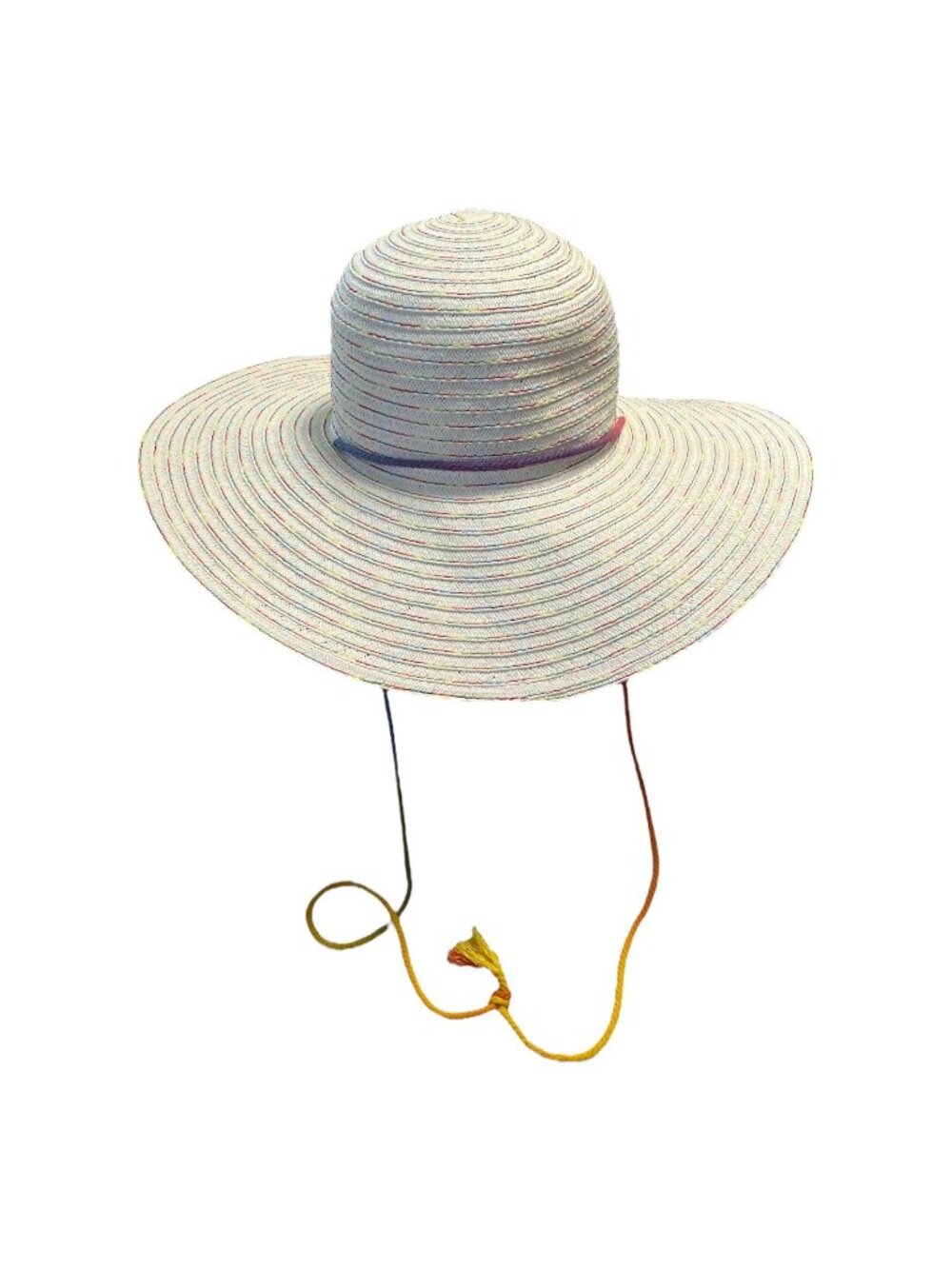 BP Nordstrom Rainbow Stripe Wide Brim Sun Hat Chin Cord One Size